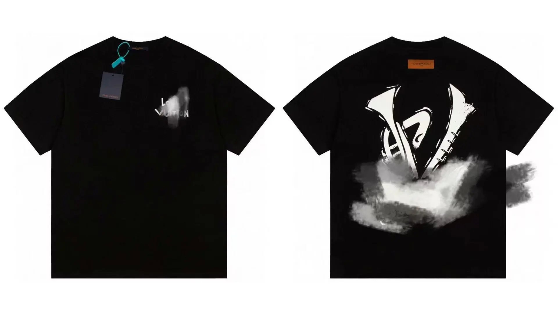 Louis Vuitton Ink-Wash Print Cool & Trendy Style Black T-Shirt