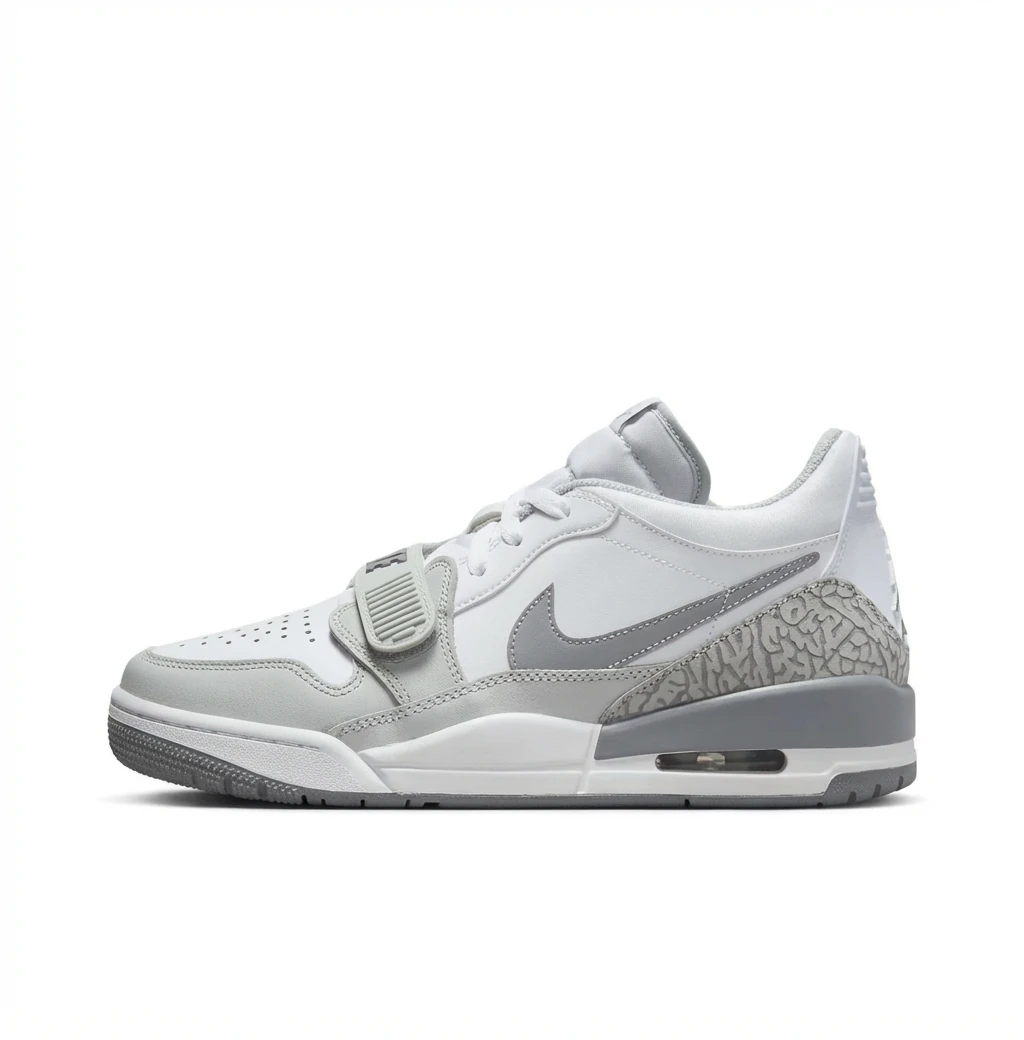 Jordan retro-style gray and white sports shoes