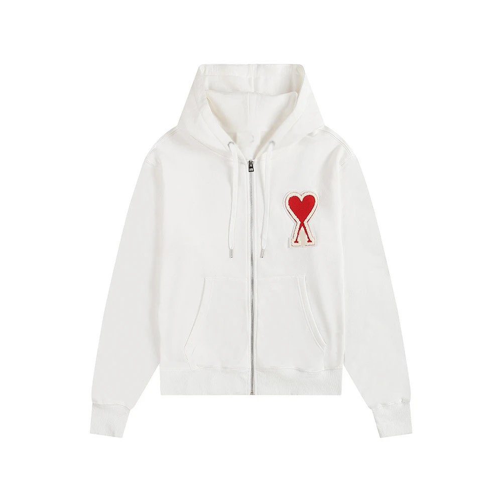 Ami's white hoodie with a cute heart embroidery style