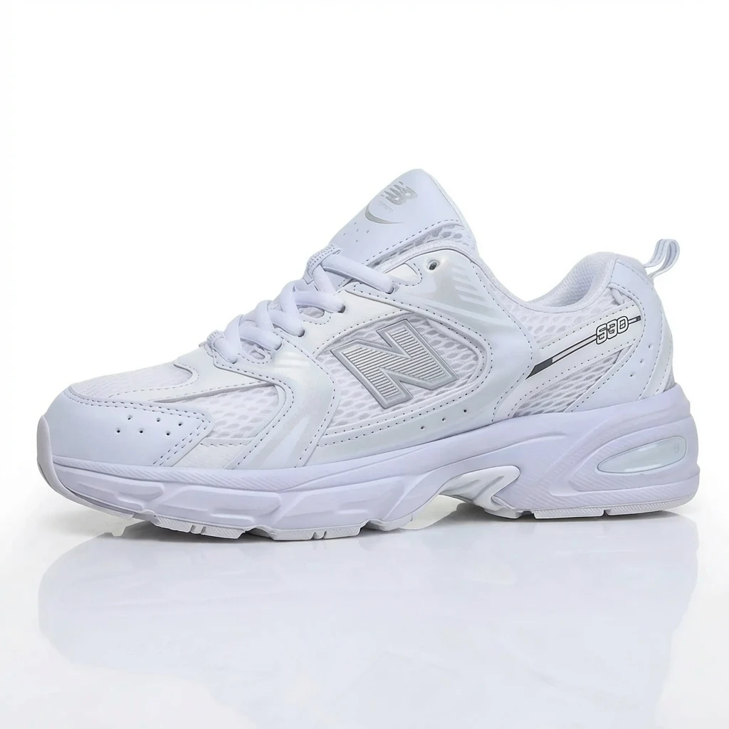 New Balance 530 retro-style white shoes