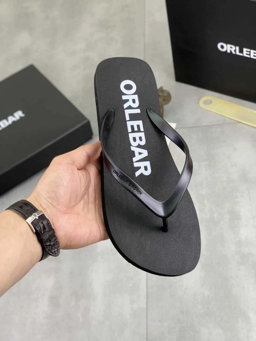 ORLEBAR BROWN Classic Casual Black Flip-Flops