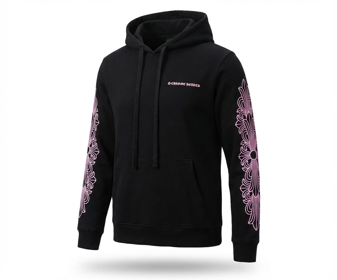 Chrome Hearts Gothic Style Black Hoodie