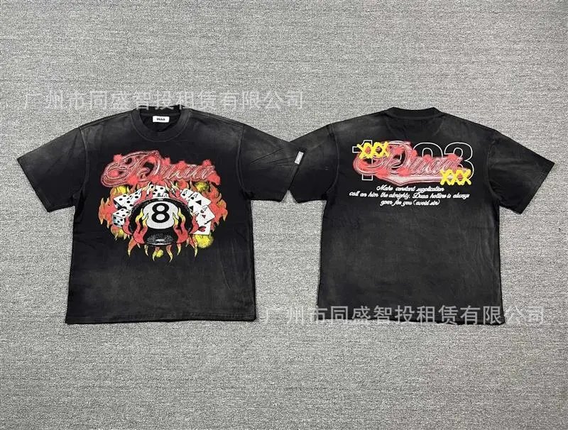 DUAA Black 8 Printed American Street Style Black T-Shirt
