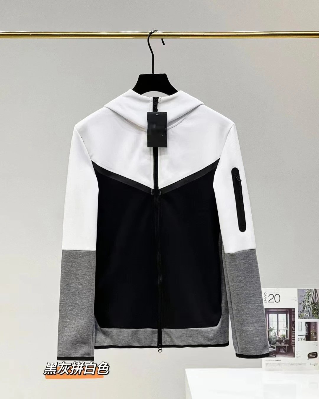Monogram White zip hoodie White Full Zip for Layered Styling
