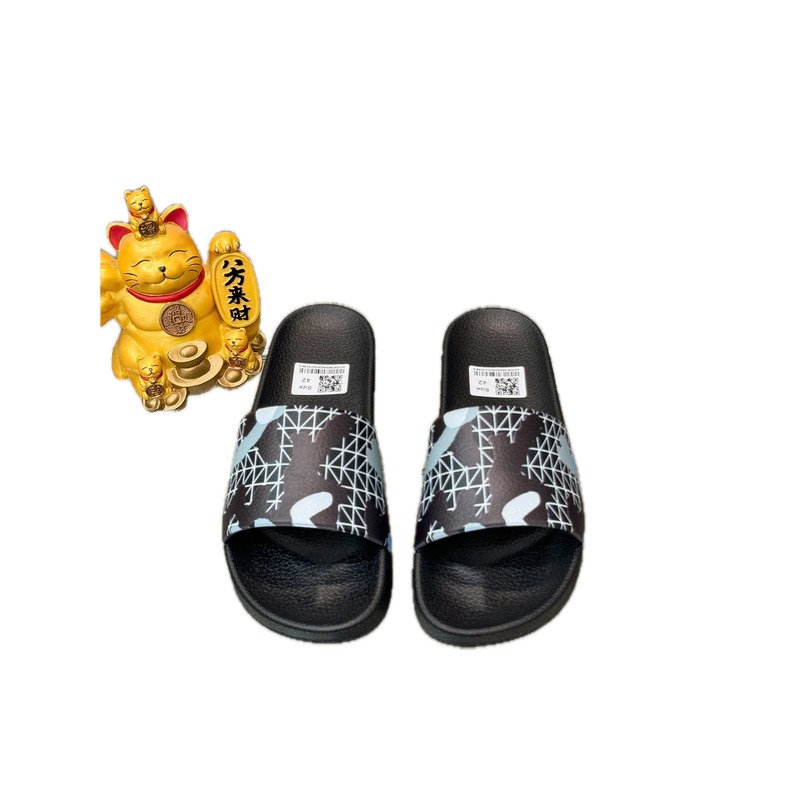 Balenciaga Plaid Camouflage Streetwear Black & Blue Slide Slippers
