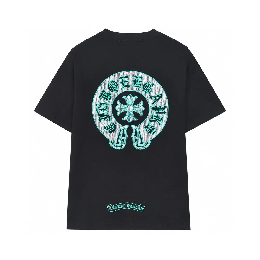 Chrome Hearts Cross Embroidered Vintage Style Black T-Shirt
