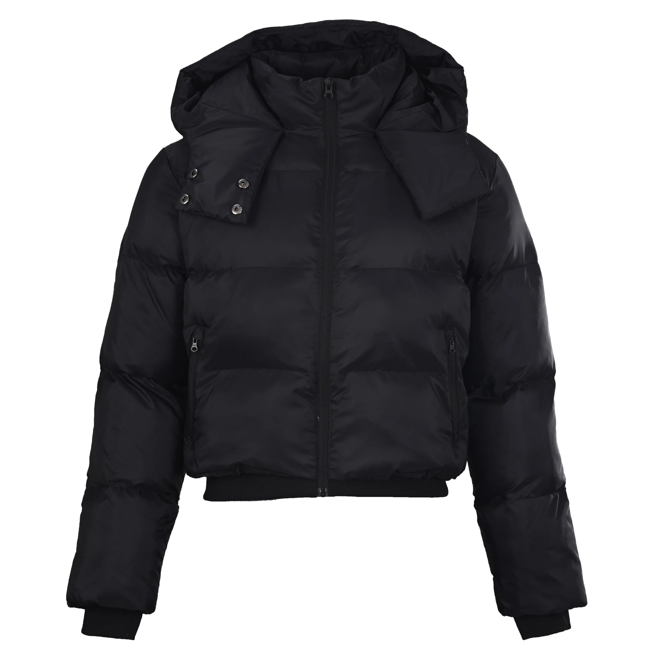 Black Cropped Hooded Puffer Lifestyle Edit