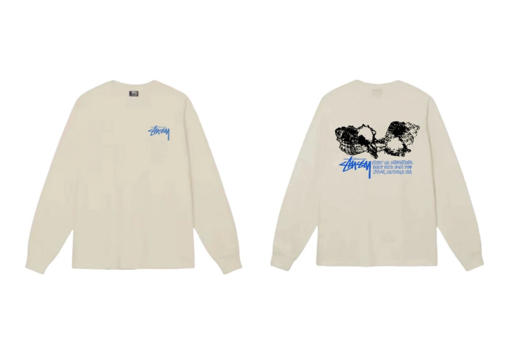 Stussy Trendy and Cool Style Off-white Long-sleeved Shirt