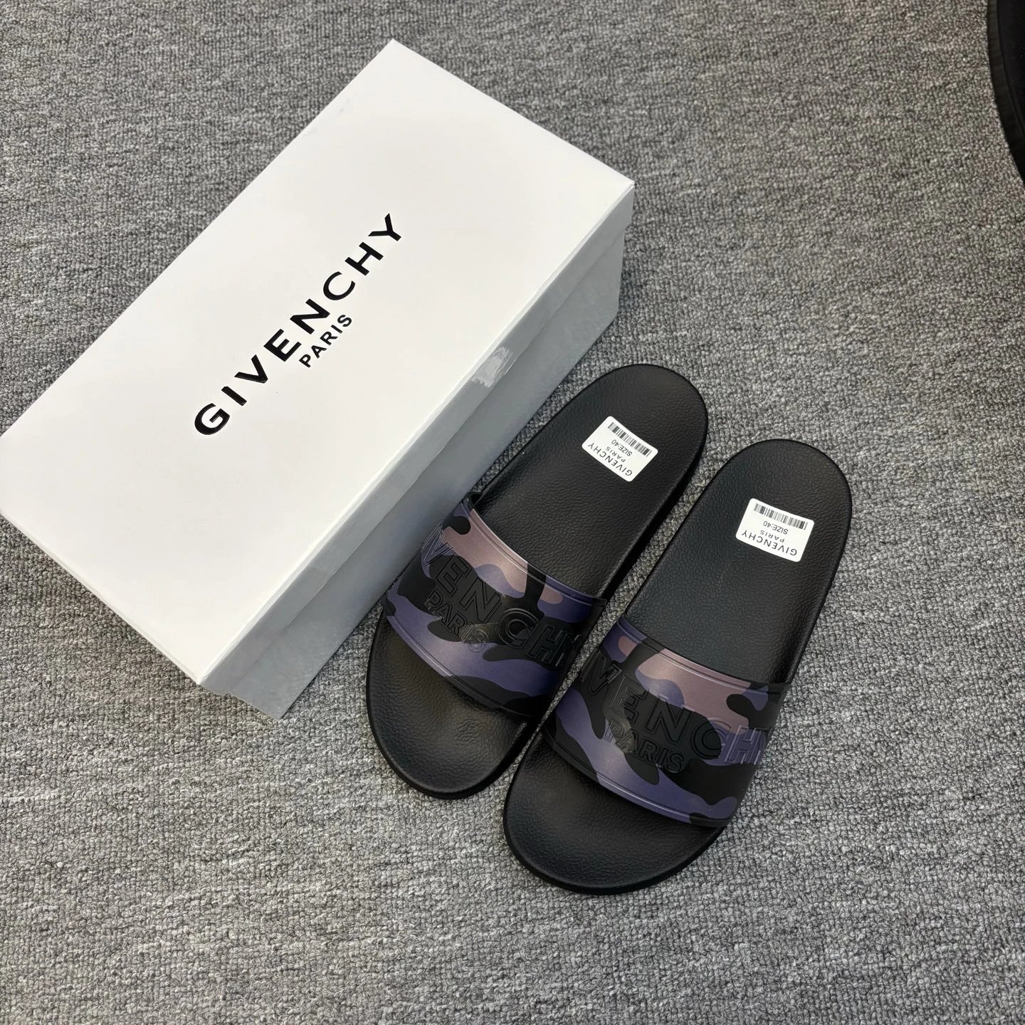 Givenchy Camouflage Street Style Black and Purple Casual Slides