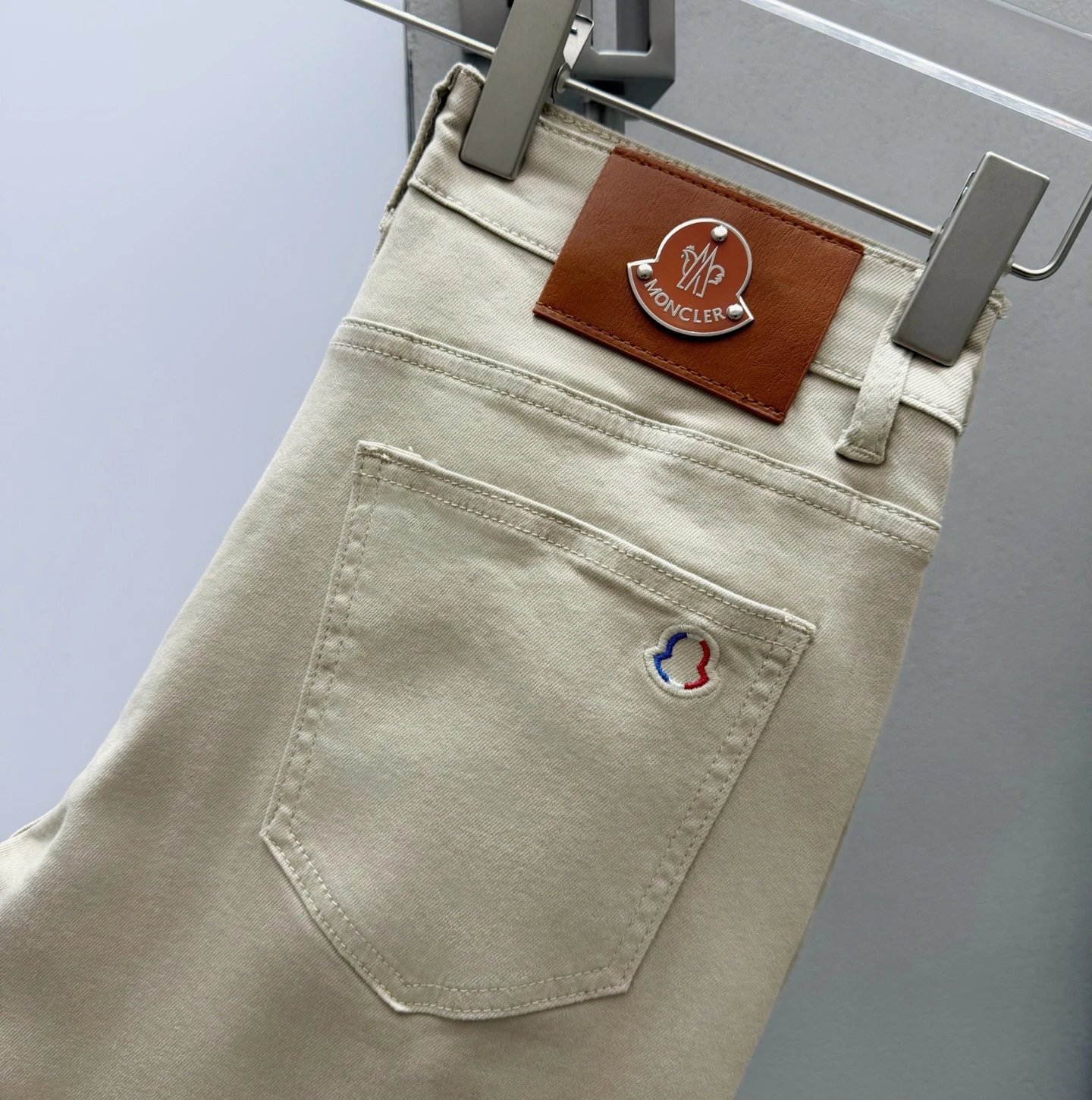 Moncler Logo Jeans - Leather Back Patch And Small Tricolor Pocket Badge Wardrobe Edit