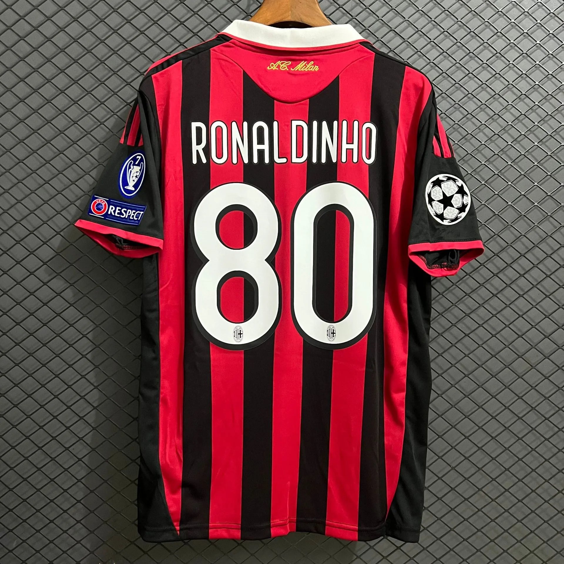 AC Milan Relaxed Retro soccer jersey Red Black Striped with Versatile Design