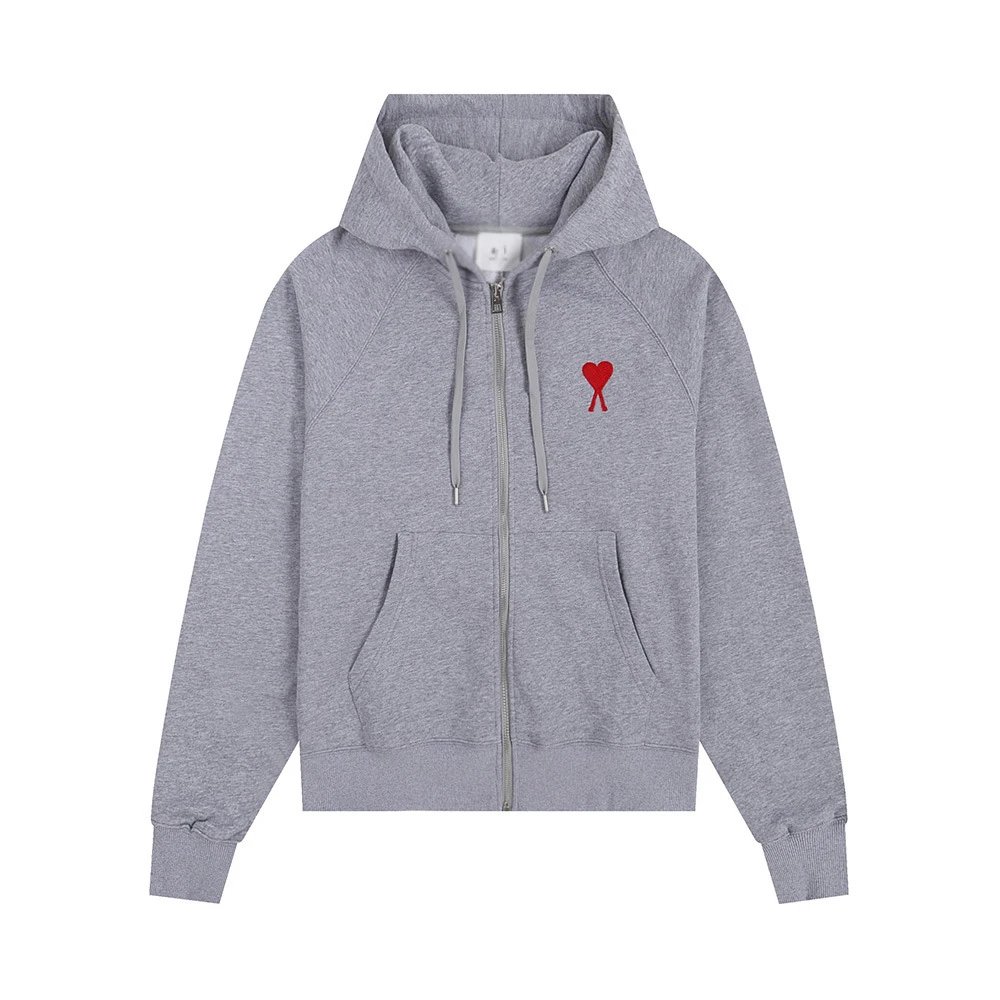 AMI Love Embroidery Grey Hoodie