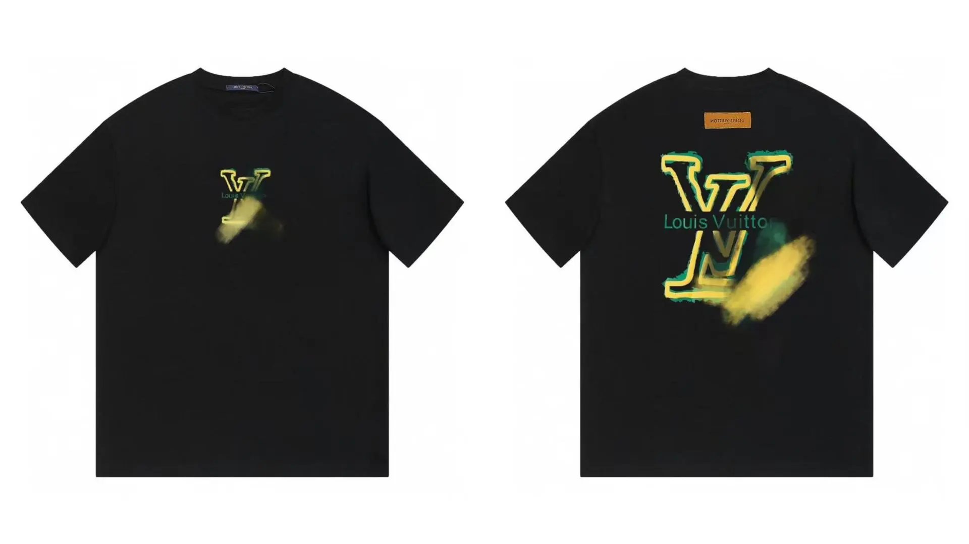 Louis Vuitton Spray-painted Trendy Style Black T-Shirt