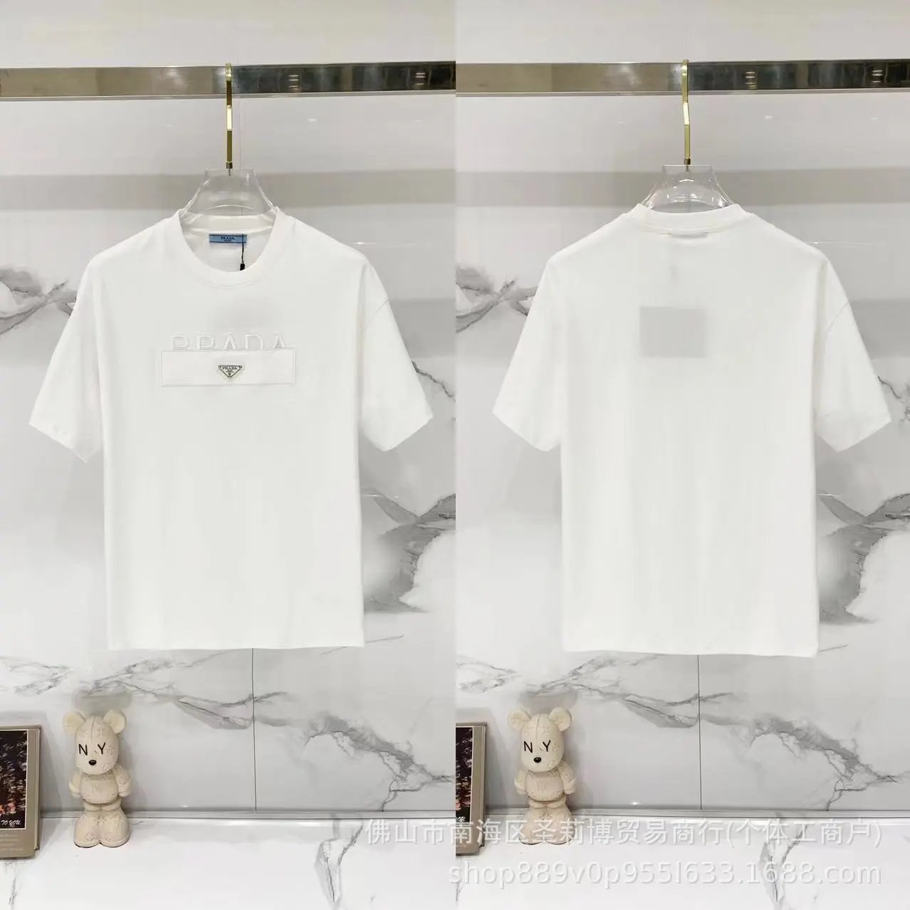 Prada Classic Triangle Logo Minimalist Style White T-Shirt