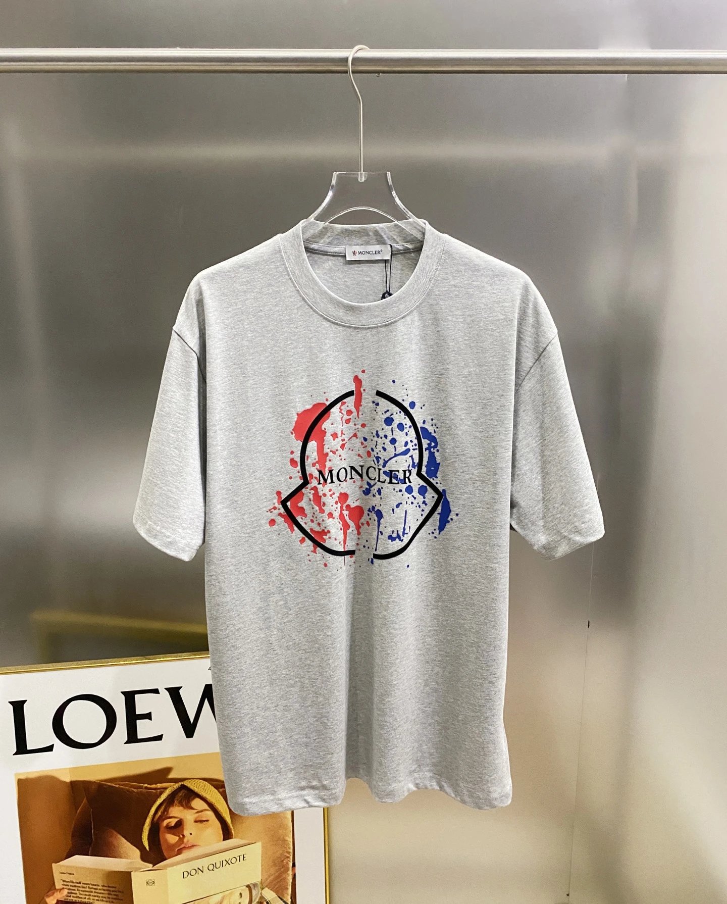 Moncler graffiti-style grey T-shirt