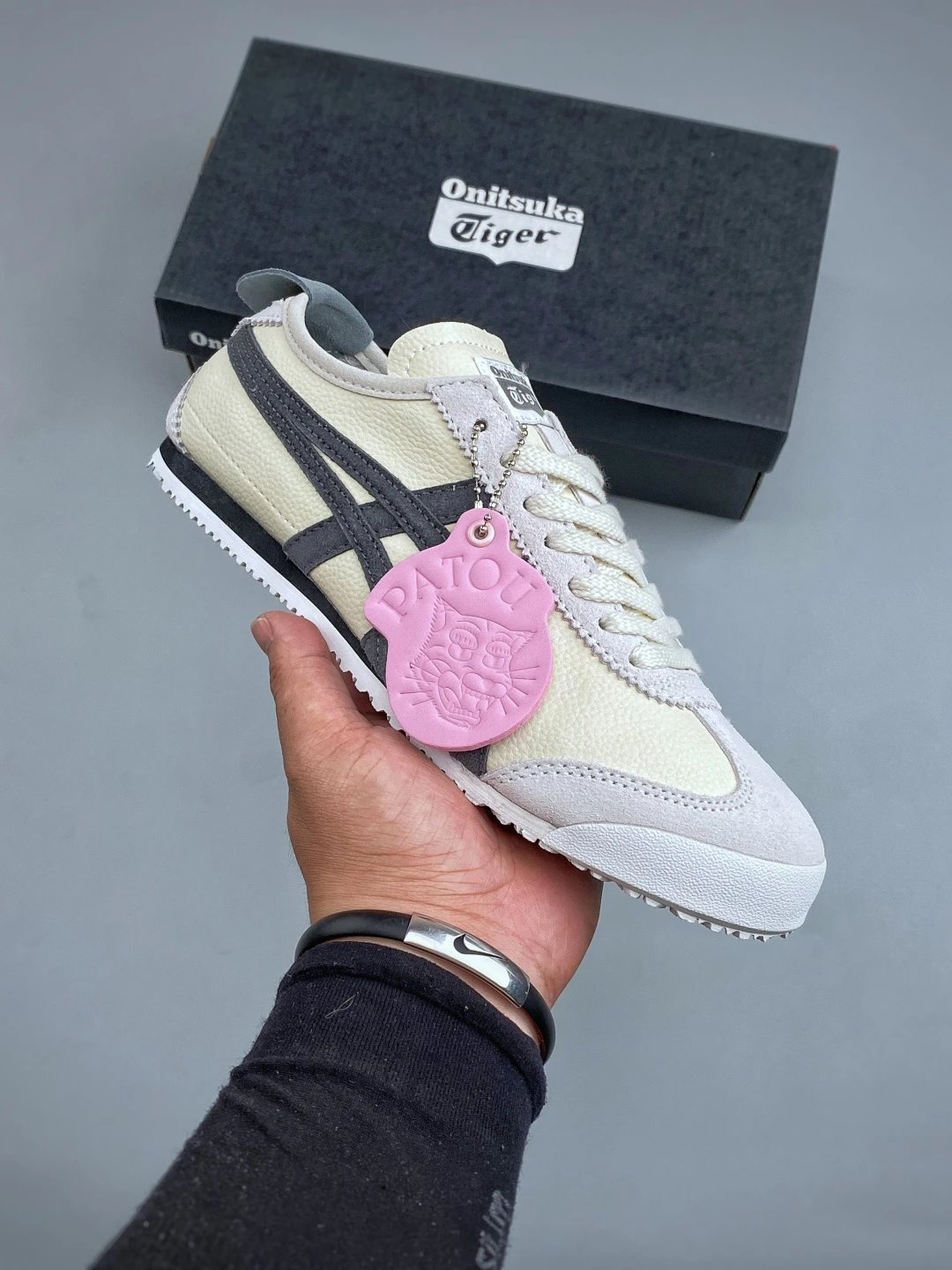 Onitsuka Tiger White and Navy Low-Top Sneakers Highlighting Everyday Court Profile