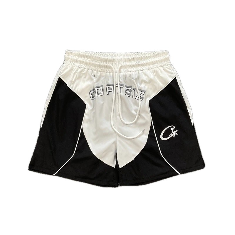 Corteiz Letter Print Street Style Black and White Sports Shorts