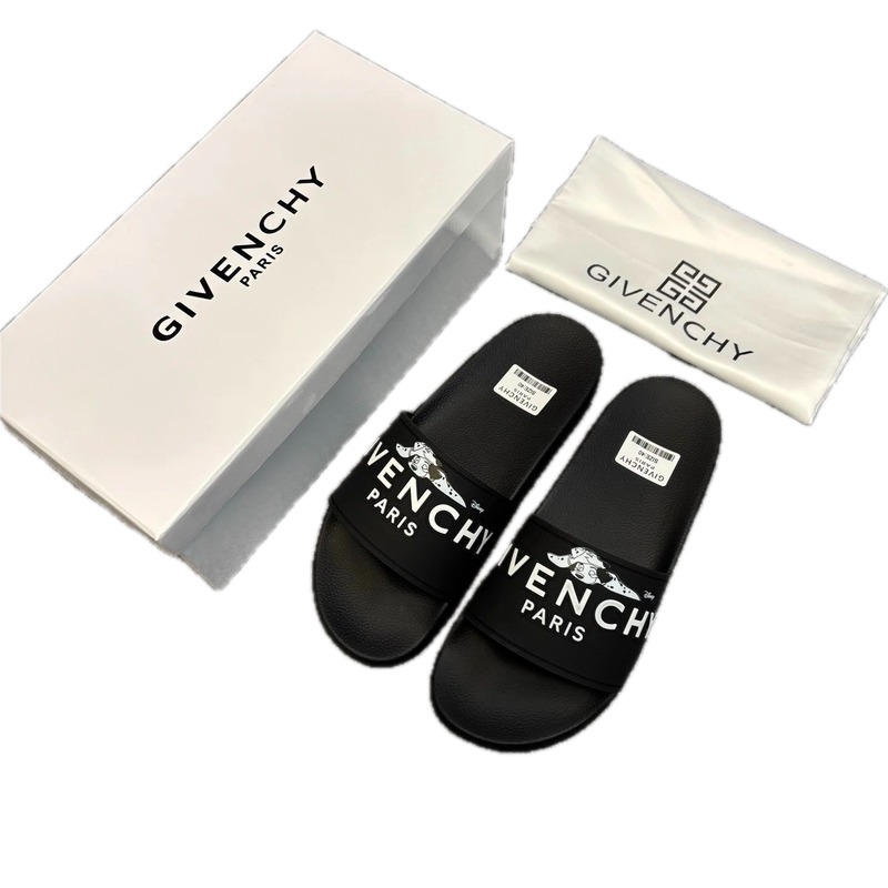 Givenchy x Disney Street Style Black Slide Sandals