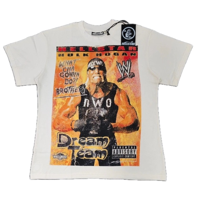 Hellstar x WWE Co-branded Vintage Style Off-white T-shirt