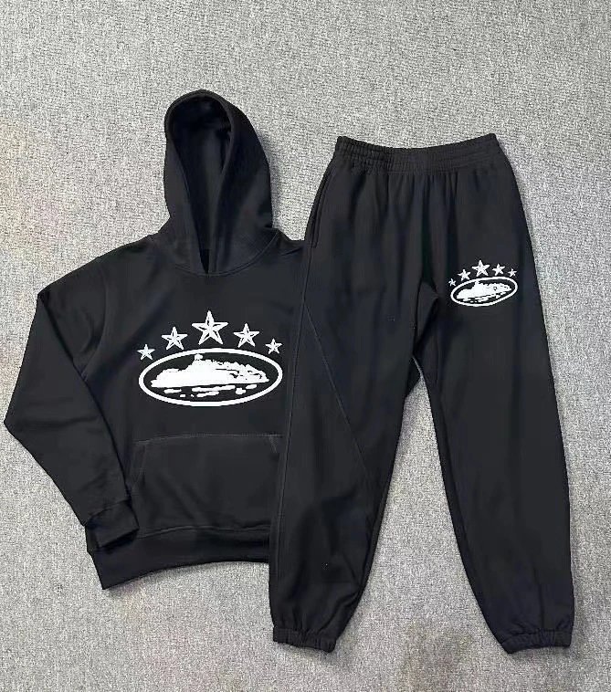 Stussy Matching Set Star-Detail Set Premium-Style Finish Black Tracksuit Set Casual Layering Logo