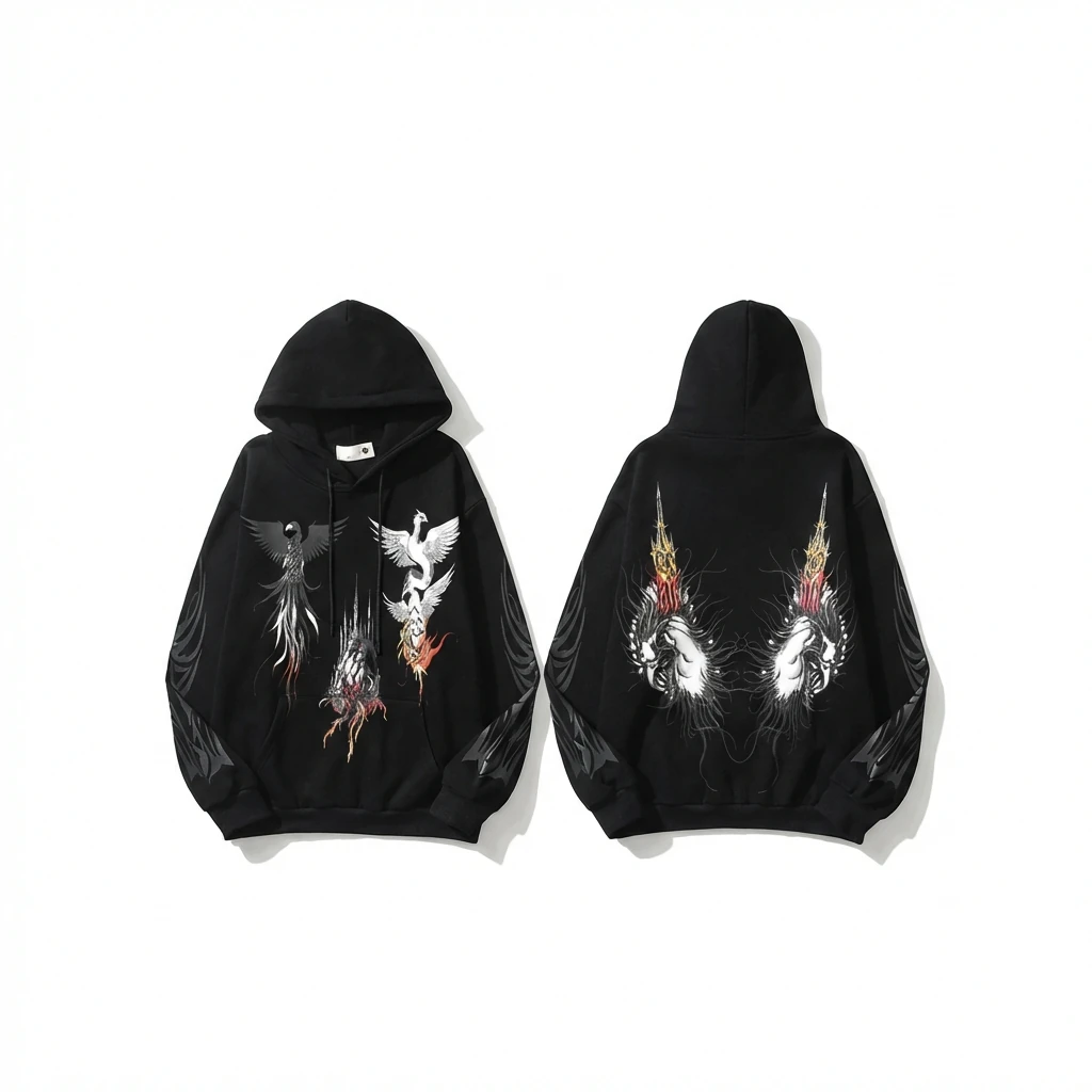 WDW Trendy Brand Chinese Style Embroidery Black Hoodie