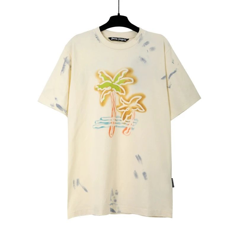 Palm Angels Statement Logo T-shirt White Palm Tree for Outdoor Plans
