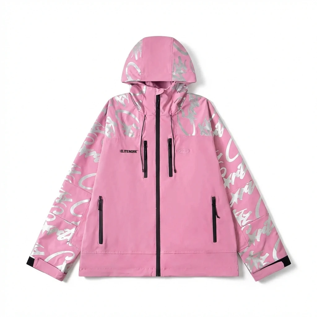 Corteiz Printed Trendy Pink Coat