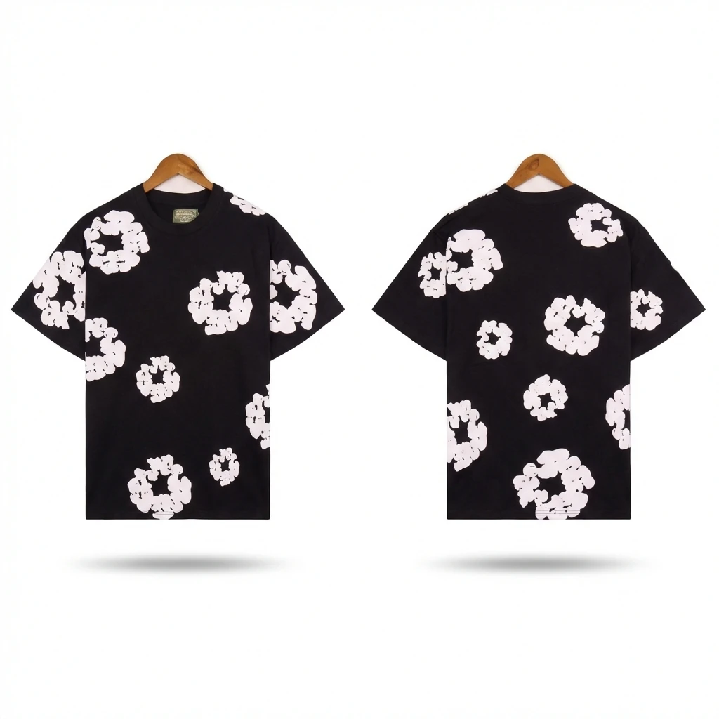 DENIM TEARS Black and White Retro Short-sleeve Shirt