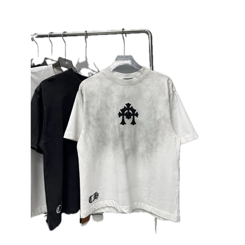 Chrome Hearts Cross Embroidered Street Style White T-shirt