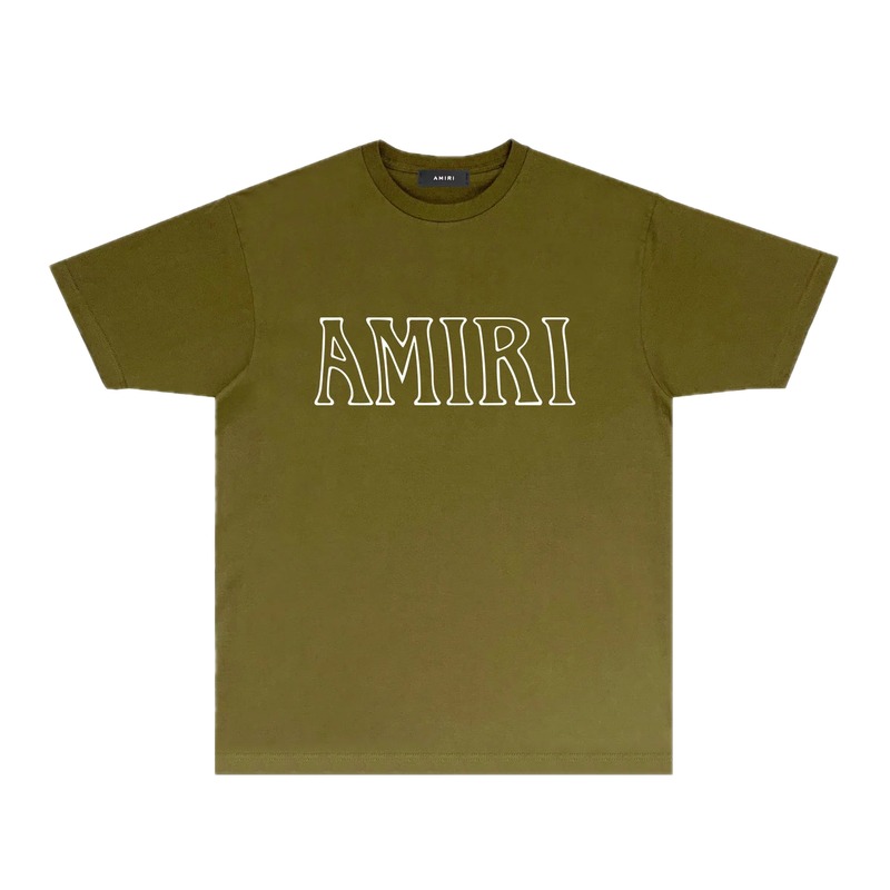 AMIRI Basic Style Trendy and Cool Olive Green T-shirt