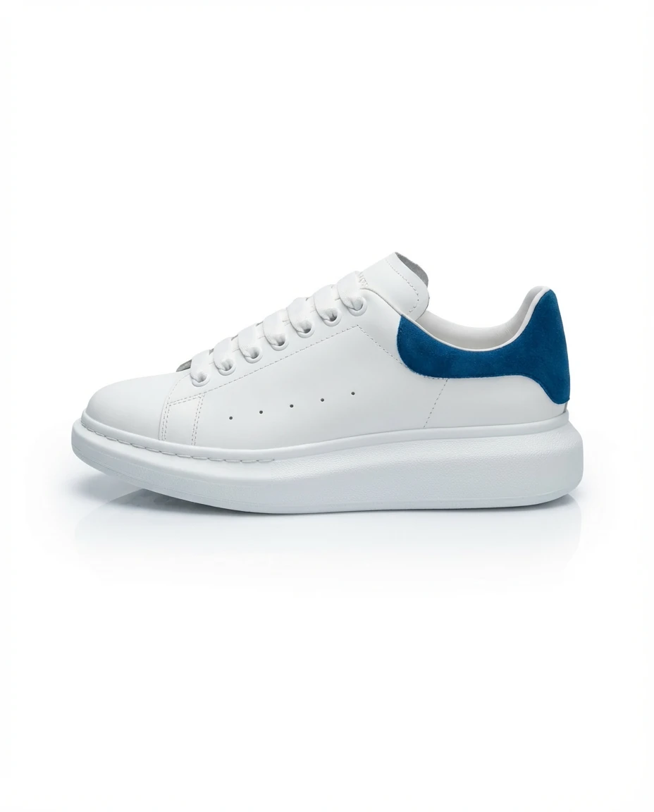 McQueen's small white shoes with blue tail