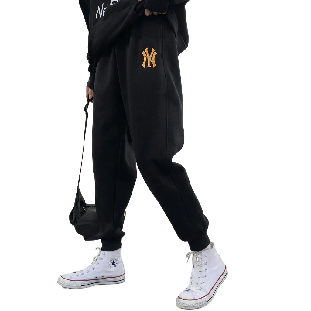 MLB fleece-lined black casual pants