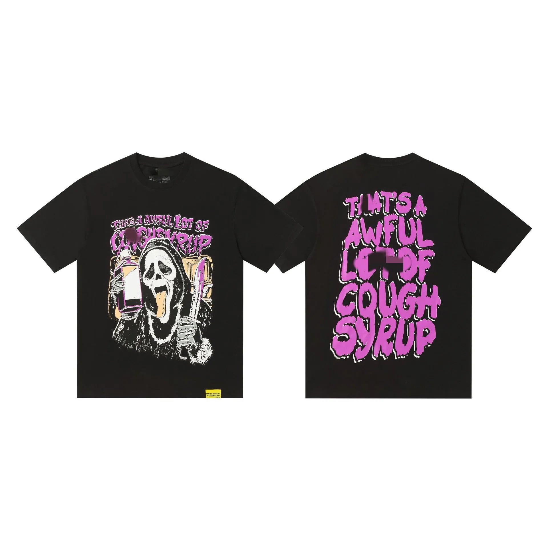 COUGH SYRUP Grimace Print Street Style Black T-Shirt