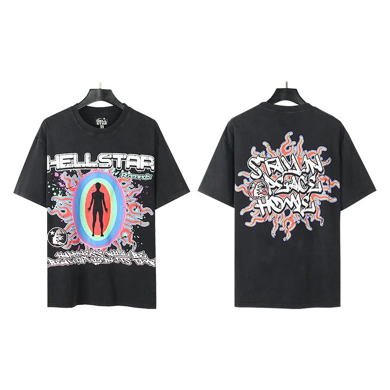 Hellstar Human Figure Print Street Style Black T-Shirt