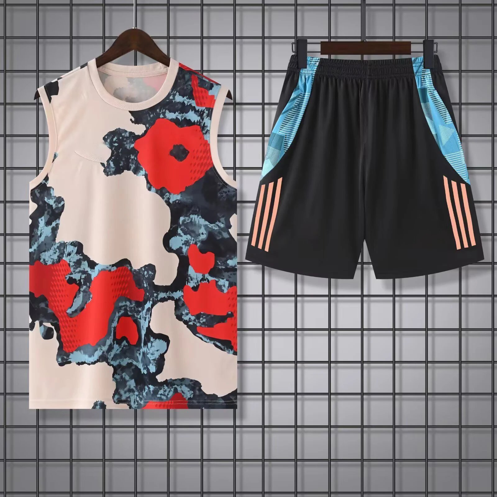 Real Madrid Premium Style Training jersey set Navy Sleeveless Top for Resort Outfits