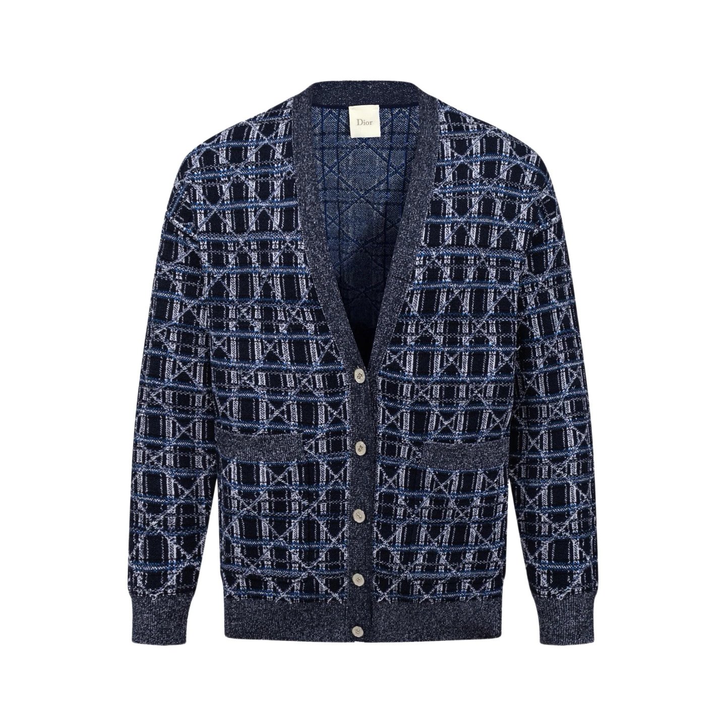 Navy Dior Button-front Cardigan for Layered Winter Looks