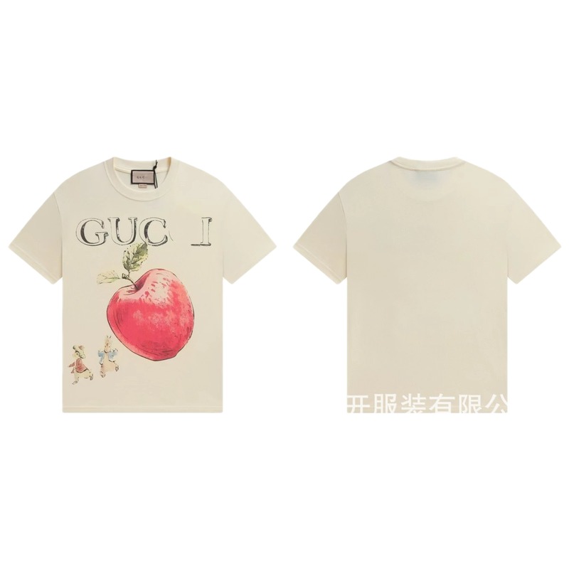 Gucci Apple Print Vintage Style Off-White T-Shirt