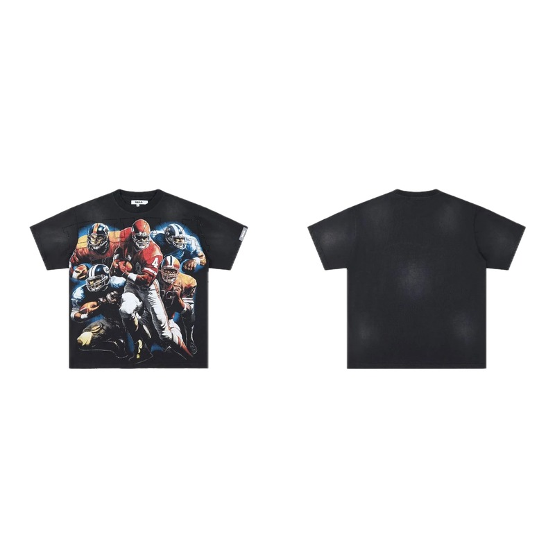 DUAA Rugby Print Retro Black T-Shirt
