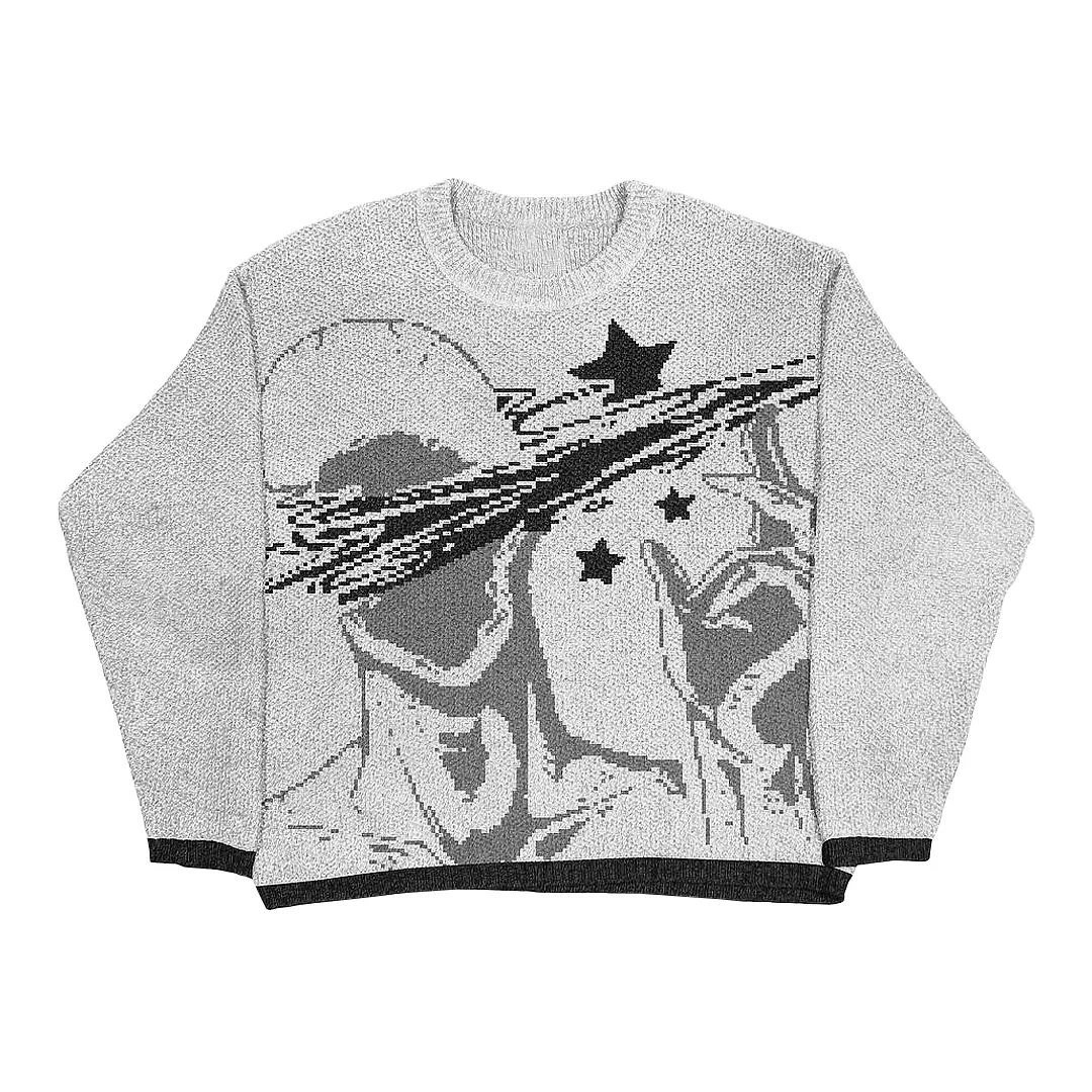 Sport Anime graphic sweater Black Knit Top for Collection Drops