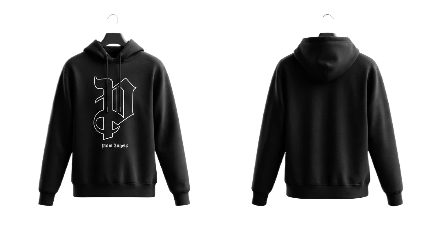 Palm Angels Gothic Style Black Sweatshirt