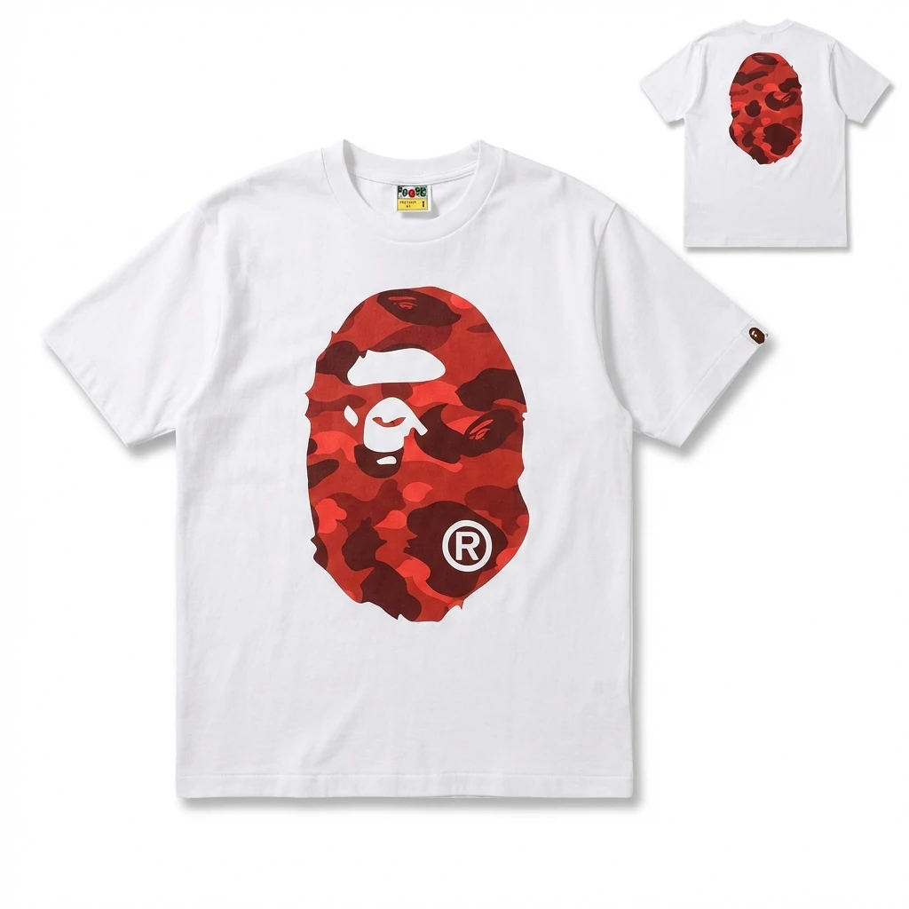 Bape camouflage style white T-shirt