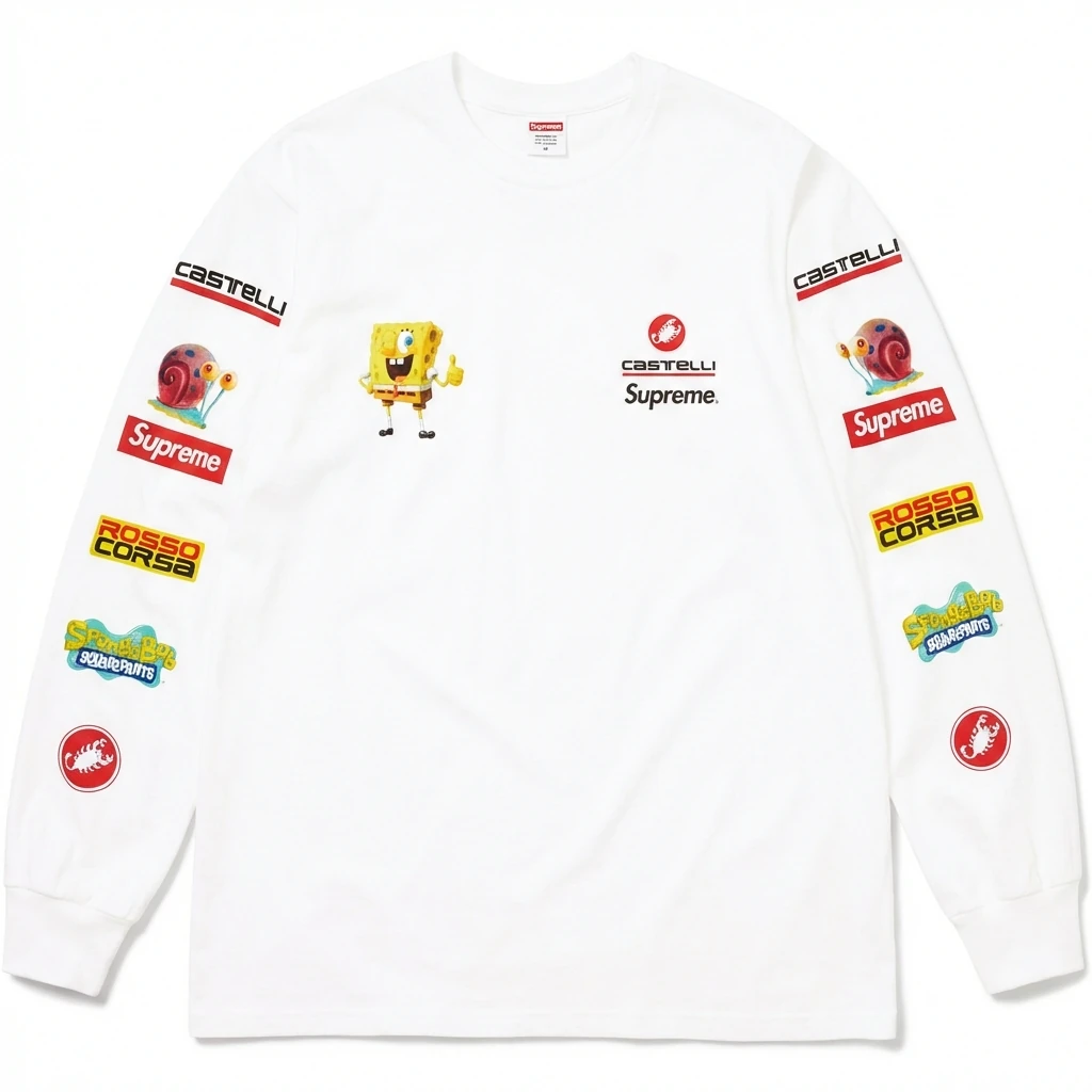 Supreme cartoon trendy white sweatshirt