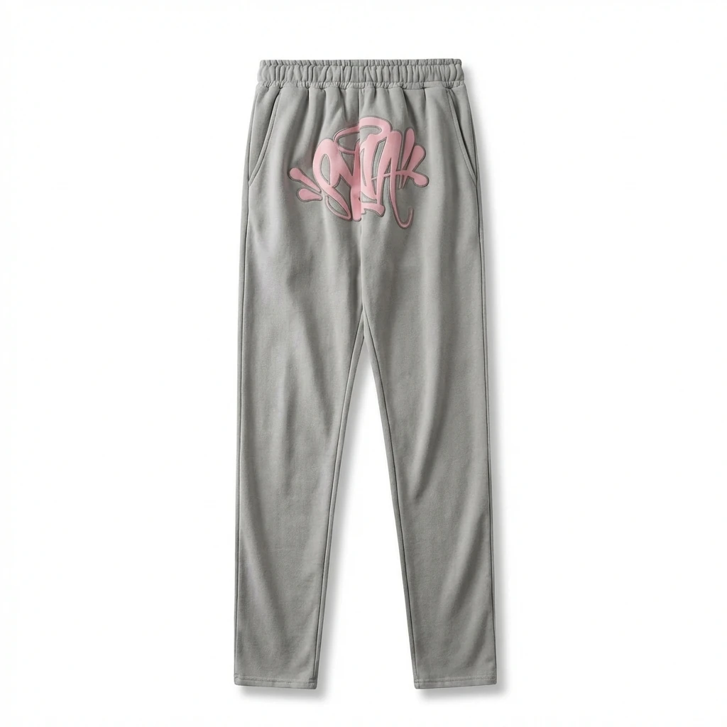 SynaWorld graffiti-style light gray sweatpants