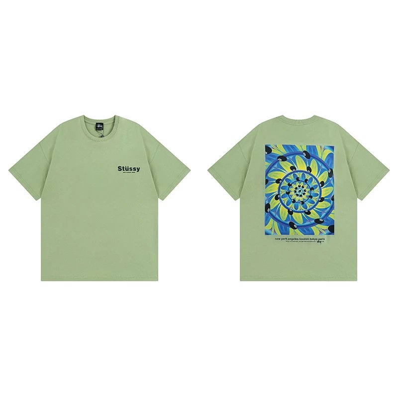 Stussy Green Spider Graphic T-Shirt Outdoor Days Logo