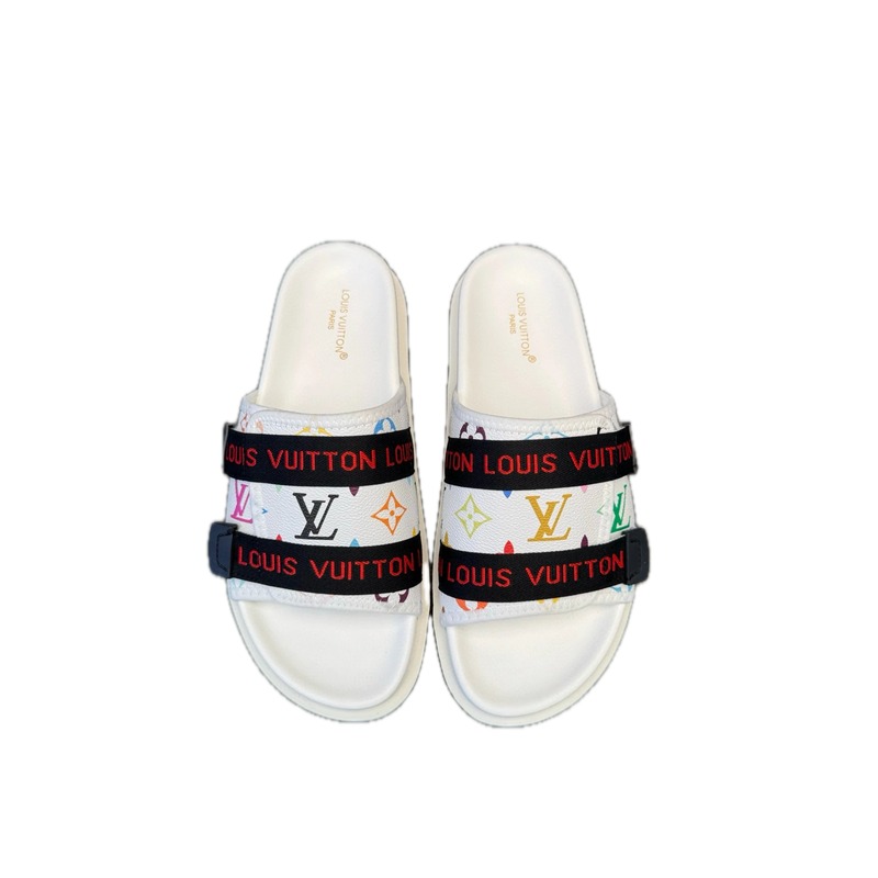 Louis Vuitton Classic Monogram Trendy Cool White Slippers