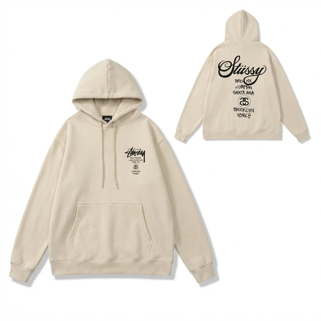 Stussy's simple and casual style off-white hoodie