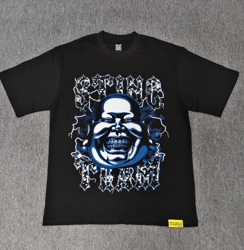 STING TEAM Gothic Print Black Short-sleeve T-shirt