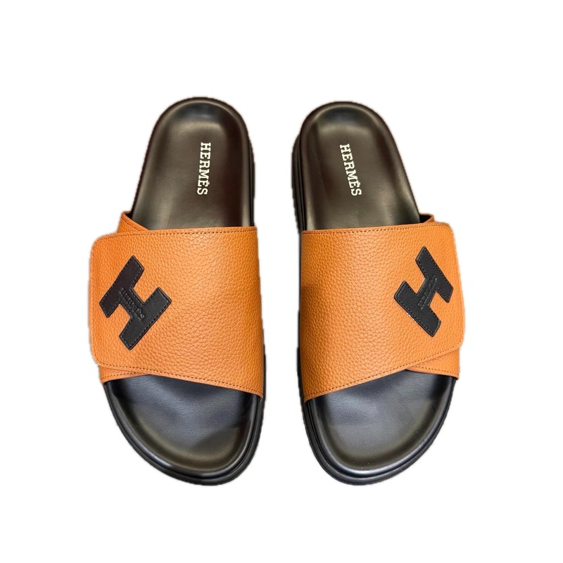 Hermès H Series Minimalist Light Luxury Style Brown & Black Slide Sandals