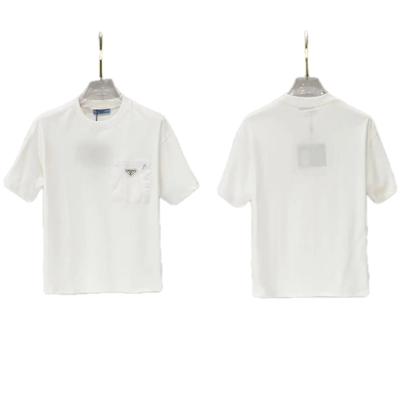 Prada Triangle Logo Minimalist Style White Short-sleeve T-shirt