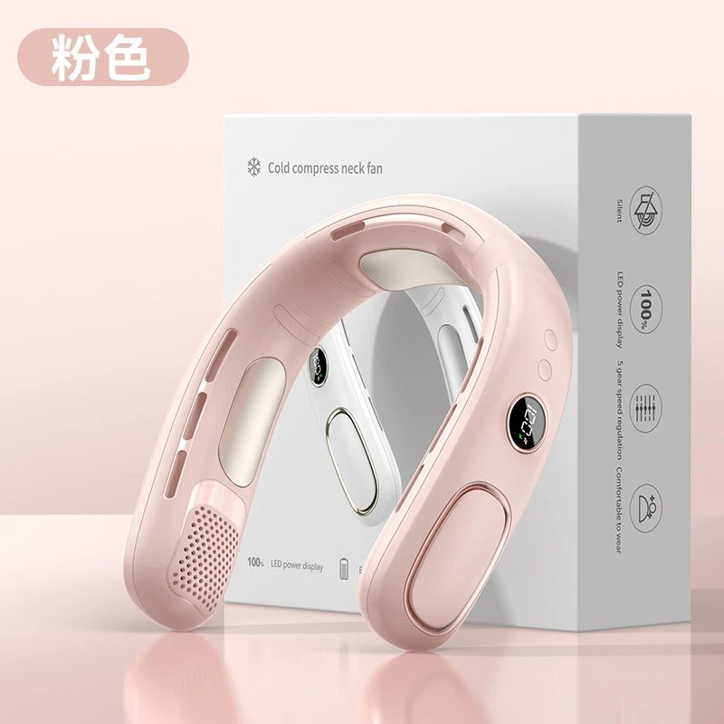 Misting Wearable Neck Fan For Neck Cooling Pink Cooling Version